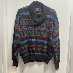 Levi’s Vintage Knit Sweater Sz L Geometric Retro Preppy 90s Classic Grandpacore